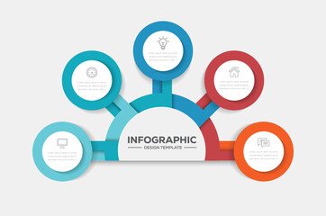 5 step business Infographic design template. Vector illustration.