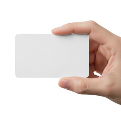 Obraz premium Hand holding blank card isolated on transparent background