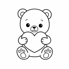 Obraz premium A cute cartoon bear holding a heart in its paws