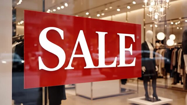 Retail Store Sale Signs in Window Display