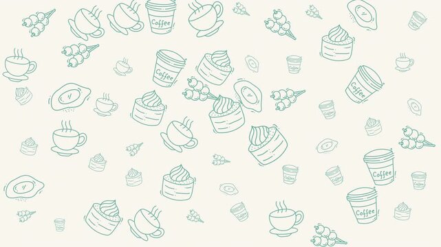 Food doodle simple pattern perfect for food blog backgrounds, menu covers, recipe cards, and kitchen decor design projects.