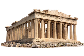 Obraz premium Parthenon Ancient Greek Temple Isolated on White Background