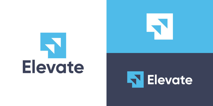 Creative simple elevate logo template. Square shape with arrow up for business marketing management logo design vector illustration.