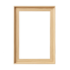 Empty wooden picture frame isolated on transparent background