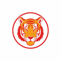 Obraz premium Majestic Tiger Head in Red Circle Logo Design.