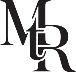 MTR Serif Monogram Elegant Black and White Interlocking Serif Letters Forming a Sophisticated Typographic Logo