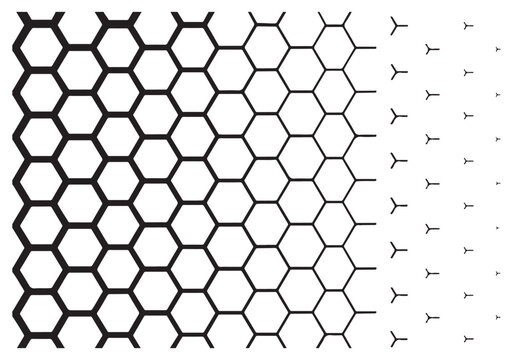 Gradual transition of hexagonal pattern fading to minimalist design