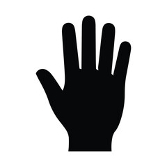 Obraz premium Black silhouette of an open hand, symbolizing help, offering, or communication