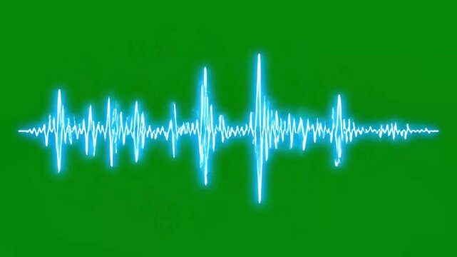 Abstract audio waveform on green background for music visualization