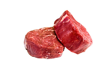 Fototapeta premium A fresh raw meat stake slice cut uncooked transparent on white background