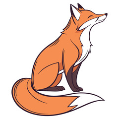 Obraz premium Cute Realistic Fox Sitting Flat Vector