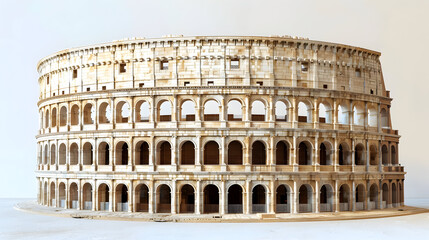 Naklejka premium Intricate miniature of roman colosseum with refined stone texture for architecture enthusiasts