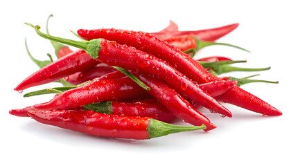 Fresh red chili peppers isolated on white