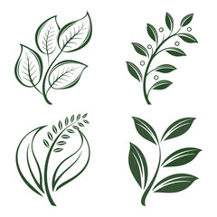 Fototapeta premium Modern Nature Logo Set with Leaf Symbols