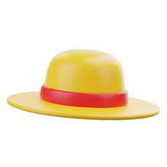 Fototapeta premium Yellow hat with red band isolated on transparent background