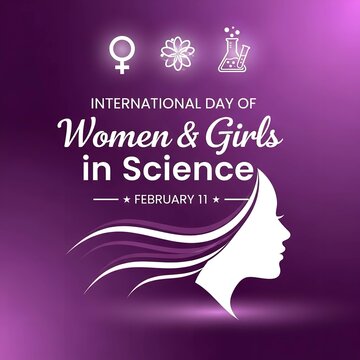 International day of women and girls in science february 11 celebration greeting card design