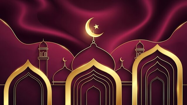 Ramadan Kareem Islamic Background with Mosque Arches.