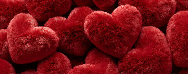 Fototapeta premium A heartwarming abundance of soft red hearts, symbolizing deep affection and romantic passion