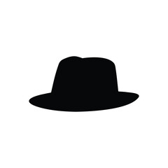Fedora hat silhouette icon vector flat design.