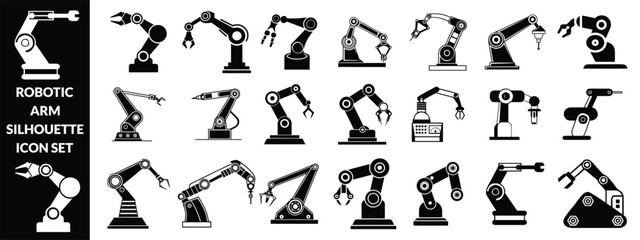 Robotic hand manipulator silhouette symbol icon. Robot limb logo. Robot arm. automation, robot big set 