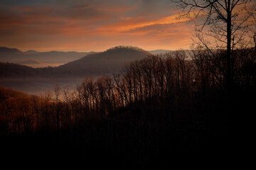 Early Morning Fog Settles on the Valley of Western North Carolina