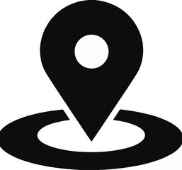 Black silhouette of a location pin icon on a white background map marker navigation