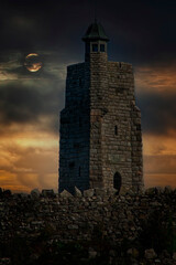 Dark Moon Glows Over Sky Top Tower, New Paltz, New York