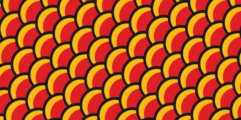 Seamless circle pattern background. Yellow red fish scale texture. Japanese style © Fajar