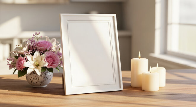 Close up of Blank Mockup Frame for Photography.