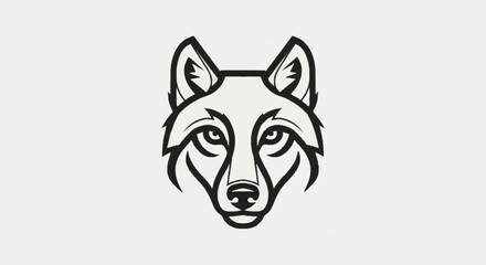 Fototapeta premium Stylized Wolf Head Icon Simple Line Art Design.