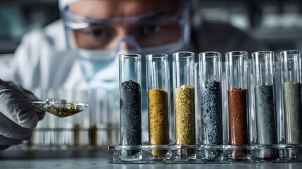 Scientist analyzing rare earth elements in laboratory for sci
