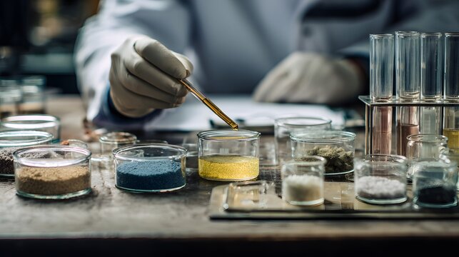 Scientist analyzing rare earth elements in laboratory for sci