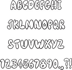 Bubble Graffiti handwritten sketch typography font lettering ABC cartoon vector text