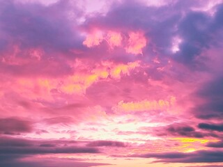 Obraz premium Winter Landscape with Pink Sunset Sky