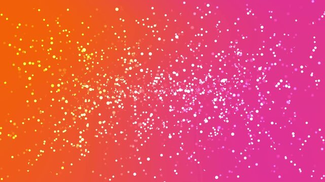 Vibrant pink to orange gradient background with scattered white particles and glitter sparkle abstract festive backdrop ideal for motion graphics web hero banners party and celebration projects.