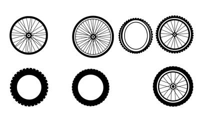Flat bicycle wheel and tyre icons for cycling apps and fitness projects © Crafts Home