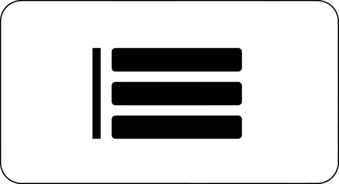 A simple black and white icon representing a bullet point list on a modern user interface