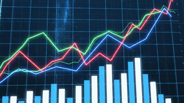 Abstract stock market chart animation with increasing and decreasing values