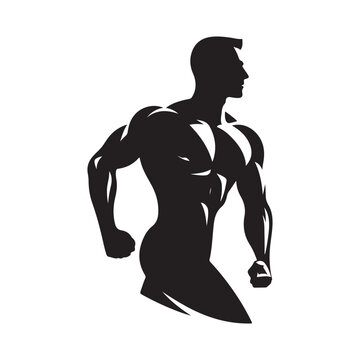 gym trainer vector silhouette clip art logo design illustration. abstract gym icon collection
