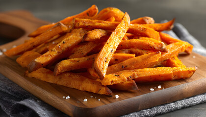 Freshly Cooked Sweet Potato Fries with a Crunchy Texture Perfect for Snacking or Garnishing Dishes