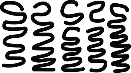 collection of black squiggly lines on transparent background
