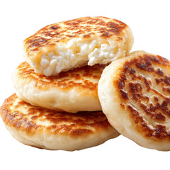 Portion of russian cottage cheese pancakes syrniki [Transparent Background PNG].