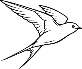 Fototapeta premium Elegant outline drawing of a graceful swallow bird soaring freely in the sky