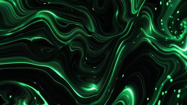 Green swirling patterns on black background.