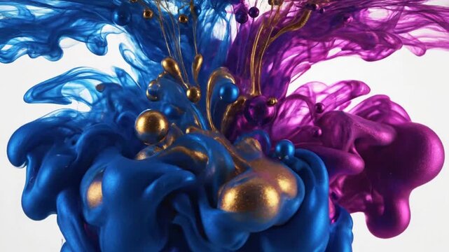Abstract ink flow with vibrant colors creating dynamic fluid shapes