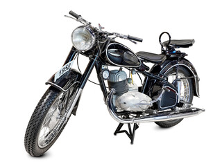 Retro old motorcycle isolated on white