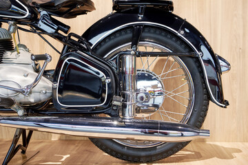 Rear wheel of retro motorcycle