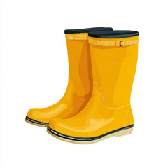 Yellow Rain Boots for Kids on White Background

