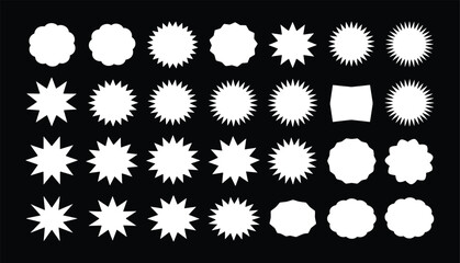 Comic burst, speech bubble, and text box silhouettes in vector style. essential graphic elements set for comic design, pop art, dialog highlights, and creative retro style storytelling