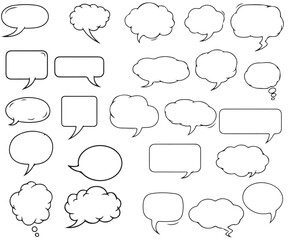 Fototapeta premium Collection of hand drawn speech bubbles and thought clouds